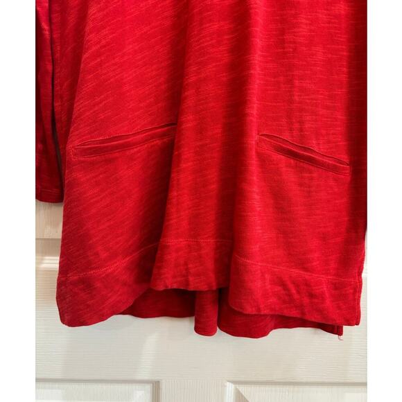 J. Jill Women M Red Cotton Tunic L/S Faux Pockets Casual Career Minimalist - Picture 4 of 9